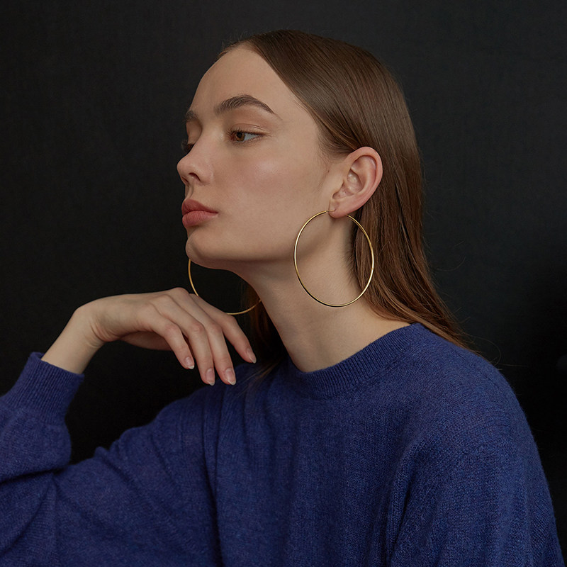 【CnHnOn 脂肪商店】s925银针多尺寸简约欧美气质细金圈耳圈耳环,淘宝优惠券,粉丝福利购,淘宝优惠卷
