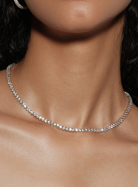 【CnHnOn脂肪商店】s925纯银高碳钻三爪镶嵌轻奢tennis全钻项链