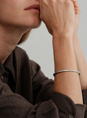 【CnHnOn脂肪商店】s925纯银镶钻自然流动感高级质感简约时髦手镯