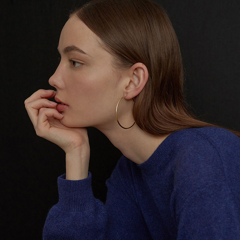 【CnHnOn 脂肪商店】s925银针多尺寸简约欧美气质细金圈耳圈耳环,淘宝优惠券,粉丝福利购,淘宝优惠卷