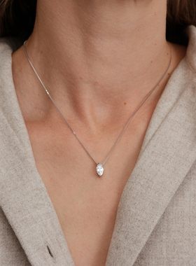 【CnHnOn脂肪商店】s925纯银莫桑钻马眼钻简约经典盒子链锁骨项链