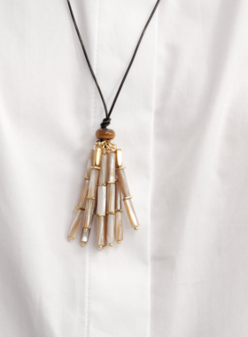 【CnHnOn脂肪商店】天然牛津贝壳虎眼石流苏串珠细蜡绳小众长项链