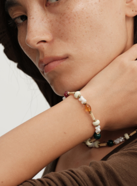 【CnHnOn脂肪商店】小众自然手工马蹄螺贝壳琥珀色琉璃串珠项链