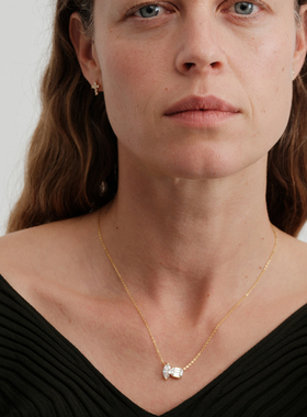 【CnHnOn脂肪商店】s925纯银莫桑钻双生钻马眼方形质感锁骨项链