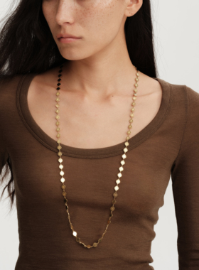 【CnHnOn脂肪商店】小众复古做小太阳镂空雏菊花亮片长项链毛衣链