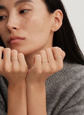 【CnHnOn脂肪商店】s925纯银手工锤纹极细简约百搭日系素银戒指