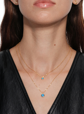 【CnHnOn脂肪商店】s925纯银欧珀石梦幻星空蓝绿彩色半宝石项链