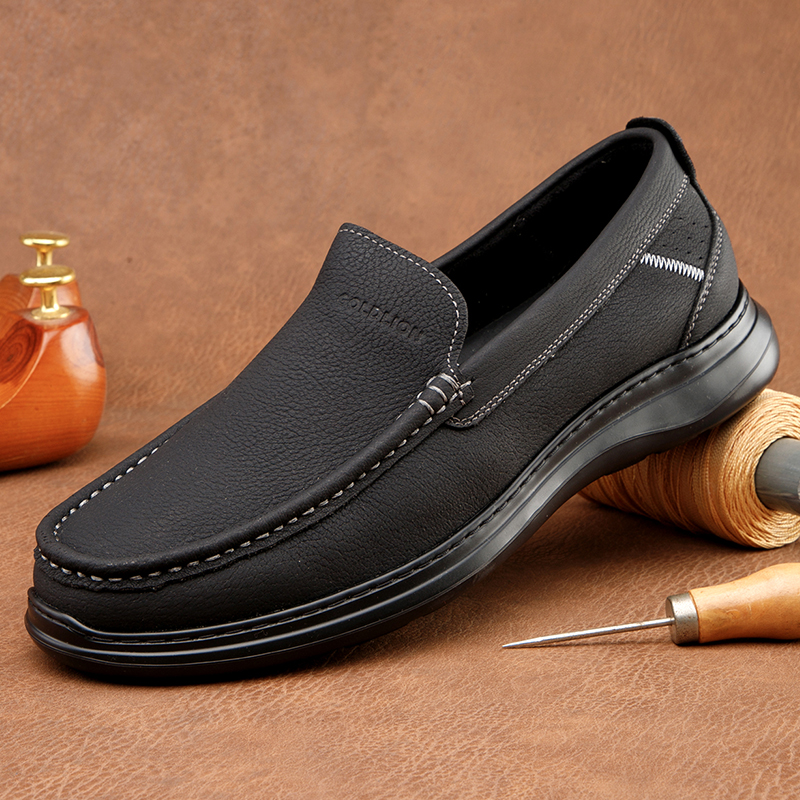 金利来男鞋新款一脚蹬平底软面真皮轻便日常商务休闲男士皮鞋正品 - 图3