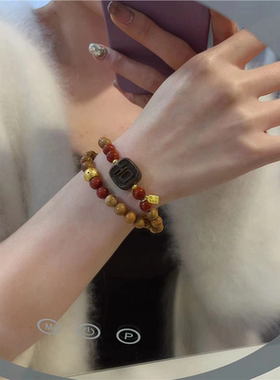 库克双圈手链搭配沉香吉牌南红diy配件手工编织手绳项链文玩佛珠