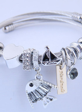 多元素欧美风金属吊坠配饰手镯