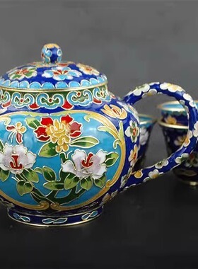 正宗景泰蓝掐丝珐琅老工艺新品花丝茶壶套装工艺品礼品