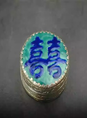 鎏银景泰蓝双喜铜胎珐琅首饰