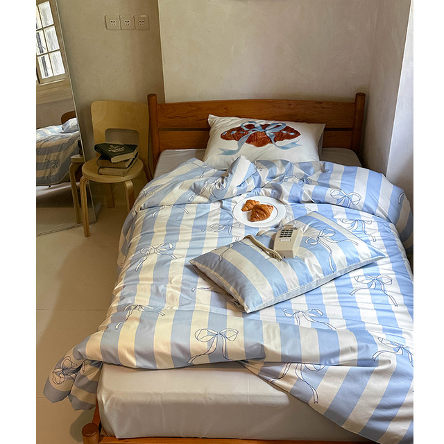 Bed sheet four-piece set 100 long lint cotton ins skin-friendly