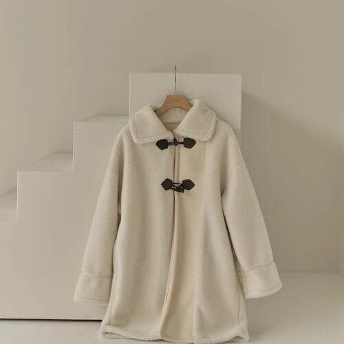 日单eaphi 原单2023秋冬新设计感小众撞色拼接牛角扣绒面加厚外套 - 图3