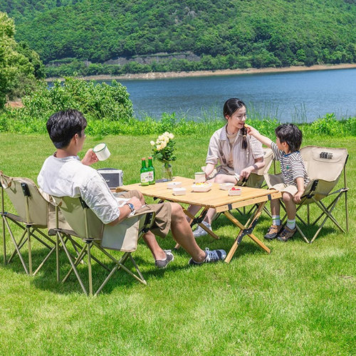 探险者月亮椅露营椅子户外折叠椅便携式躺椅钓鱼凳沙滩椅野餐桌椅 - 图1