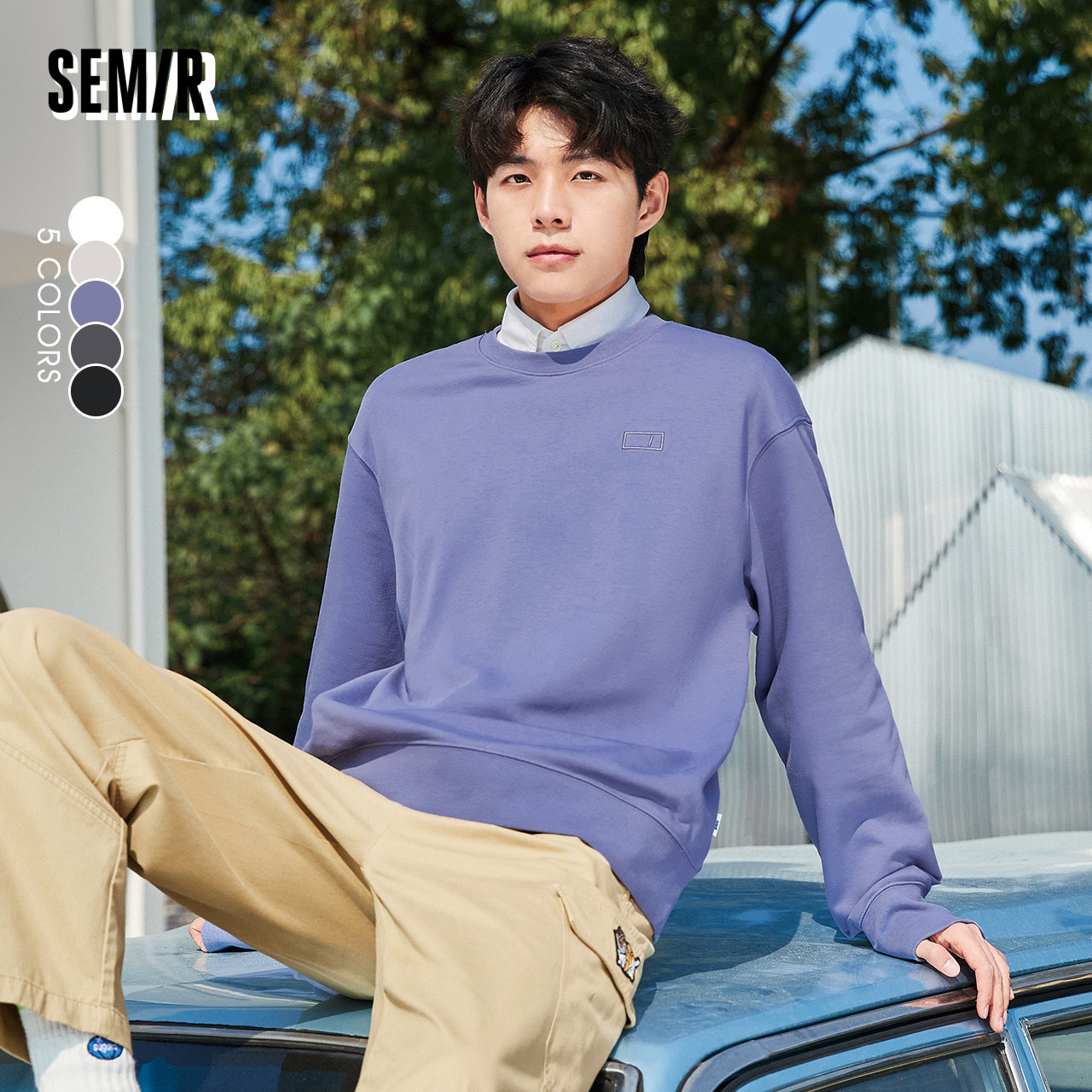 森马圆领2022春季新款男士刺绣卫衣 森马裕伟卫衣