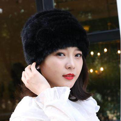 水貂横编三花帽子貂皮帽女款水貂毛帽子冬季保暖帽子妈妈帽,淘宝优惠券,粉丝福利购,淘宝优惠卷