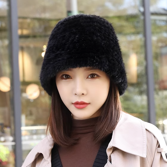 新款水貂皮水桶帽女时尚户外出游皮草帽子水貂毛编织保暖护耳,淘宝优惠券,粉丝福利购,淘宝优惠卷
