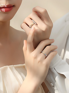 好运锦鲤情侣对戒s925纯银开口戒