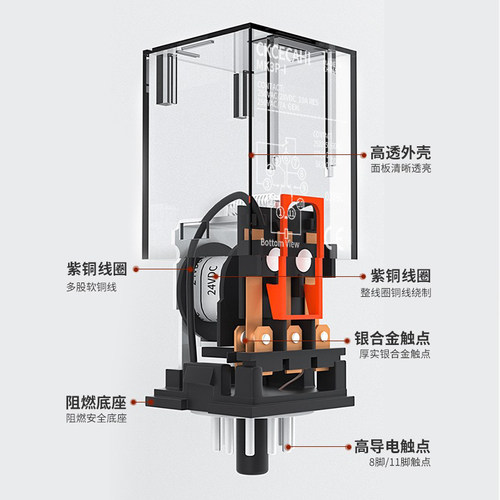 MK2P-I MK3P-I 中间继电器 小型继电器AC220V DC24V 8脚11脚 - 图2