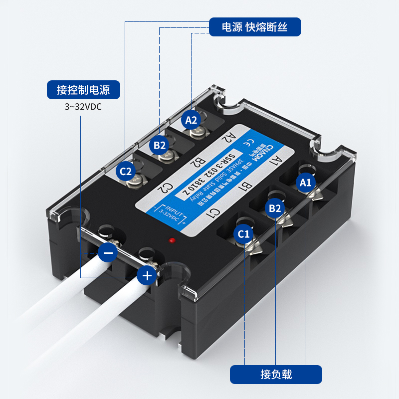 三相固态继电器SSR-3 032 3840Z 24V直流控交流380V 40A