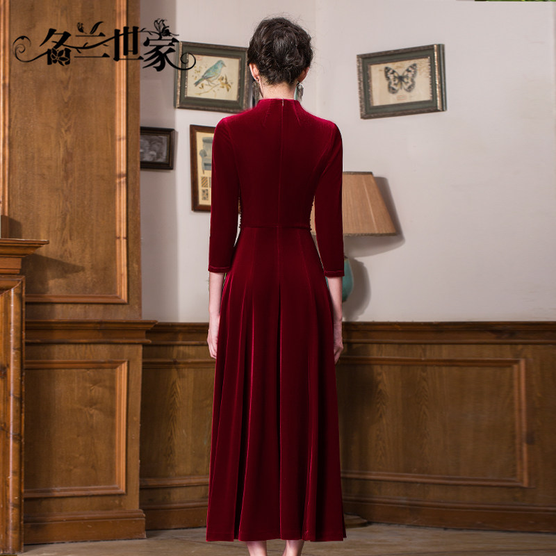 名兰世家原创设计手工喜妈妈连衣裙婚宴主持人端庄大气年会晚礼服