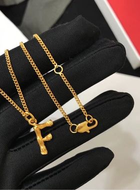 网红吊坠金项链明星同款锁骨字母