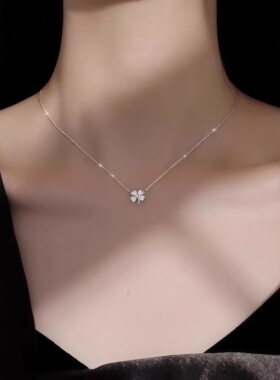 花朵项链女款百搭小众设计感高级2026年新款四叶草银色锁骨链颈链