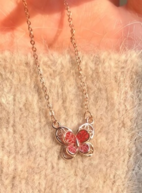 2026新款踏青花丝蝴蝶项链甜美风锁骨链女小众设计感简约百搭饰品