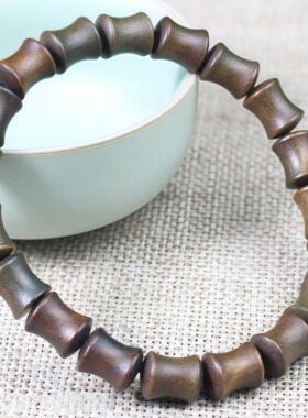 绿檀8x10mm竹节手串单圈念珠佛珠手链复古风木质潮流男女情侣饰品