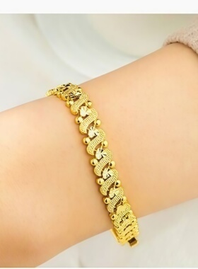 金色S形手链女款金色幸福时尚金色链美观新品潮手串复古气质手饰