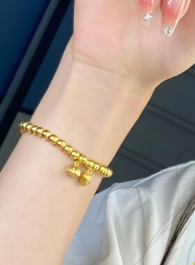 两世欢莲心金色手链手串女清新松紧绳子年轻款新中式创意首饰女款