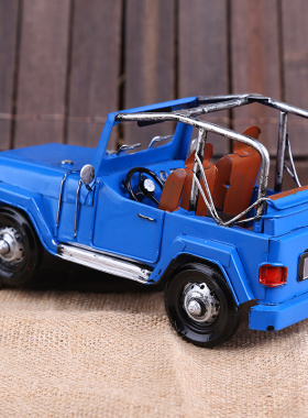 热销铁皮汽车敞篷越野书房小摆件