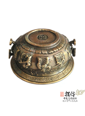 铜香炉仿古老旧五路财神香道用具