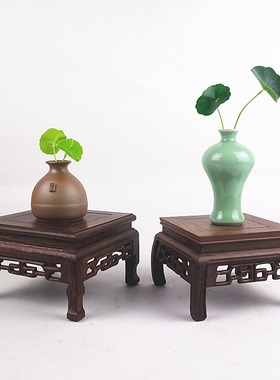 长方形工艺品佛像花盆红木底座