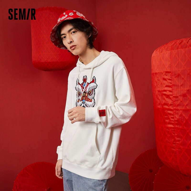 森马男生2022春季新款新年红色卫衣 森马妙步卫衣