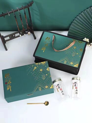 绿色铁皮石斛包装盒250g双瓶霍山枫斗粉西洋参三七孢子粉礼品空盒 - 图3
