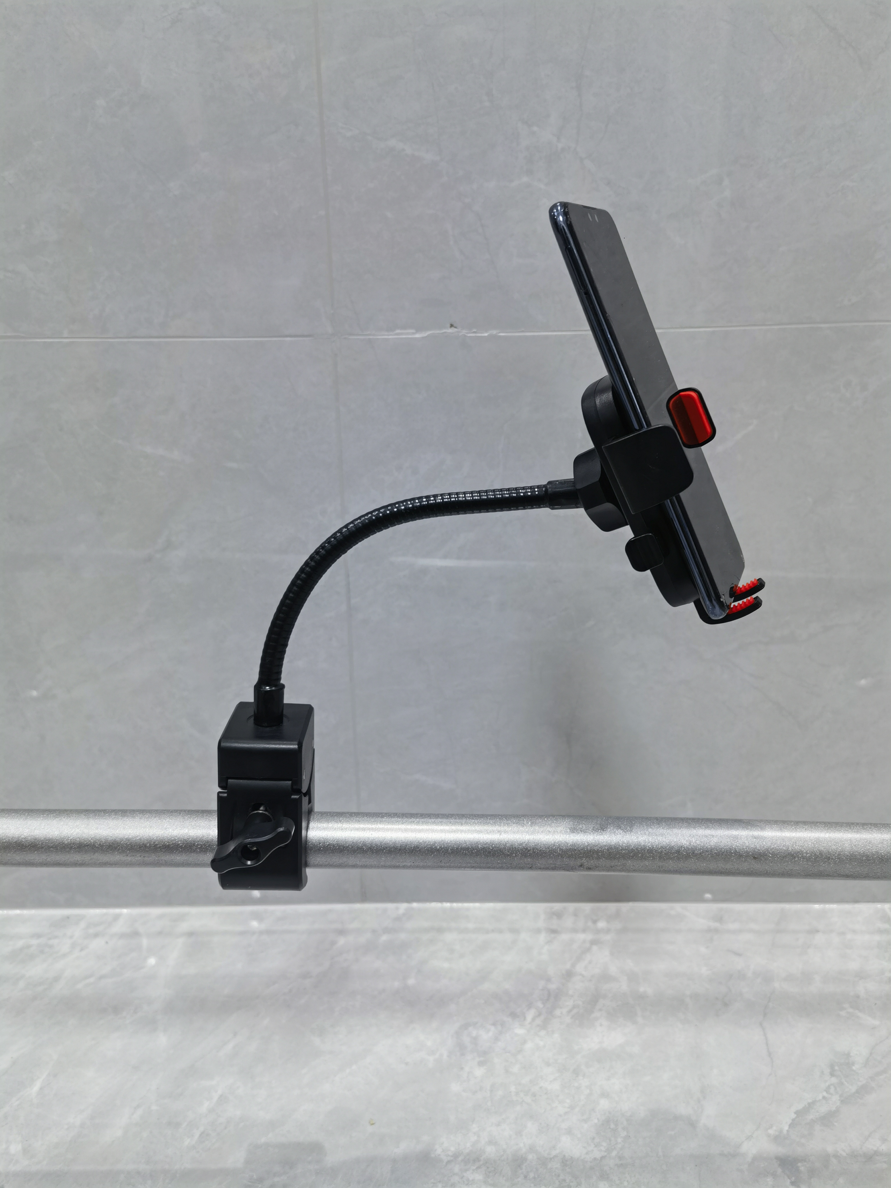 加厚款钳夹手机支架懒人万向直播宿舍床头看剧摆摊手机架软管圆管 - 图0