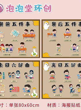 幼儿园小黄鸭丫主题墙环创卡通可爱家园栏喝水班级公约海报贴贴纸