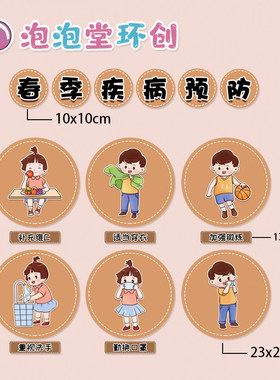 幼儿园防疫主题墙环创布置装饰墙贴纸春季疾病预防传染病宣传海报