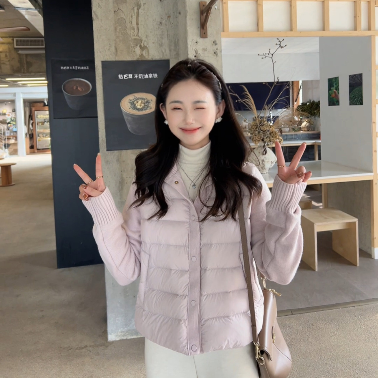 小小家小个子针织拼接排骨羽绒服冬季柔软假两件短款无帽保暖外套,淘宝优惠券,粉丝福利购,淘宝优惠卷