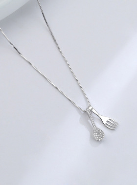 s925银项链女创意新款锁小众