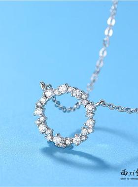 纯银蓝色大海的传说项链简约吊坠