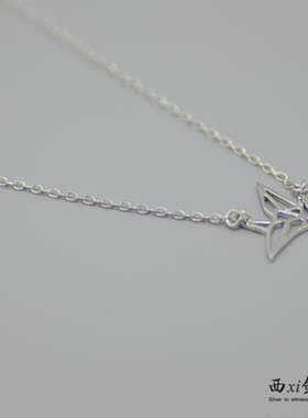 纯银千纸鹤日韩风百搭装饰项链