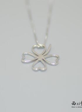纯银锁骨链日韩风幸运四叶草吊坠