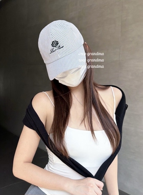 静奢老钱感条纹显脸小遮阳棒球帽