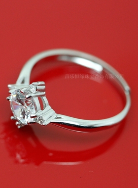 圆形纯银莫桑石戒指空托