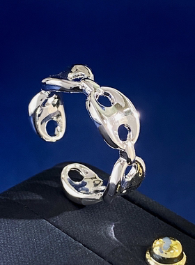 猪鼻子立体光面开口戒指情侣对戒