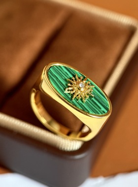 法式复古椭圆形戒指八芒星食指戒