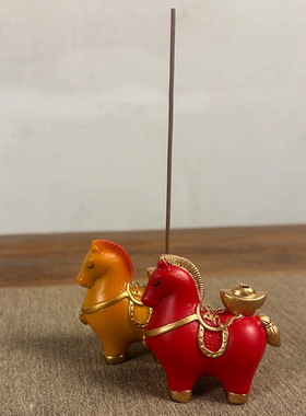 中式马年钱香插香炉办公室内香薰摆件礼物马上有钱香薰炉家居摆件